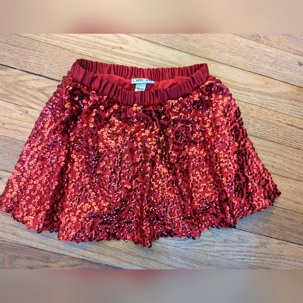Girls 4/5 red sequin skirt